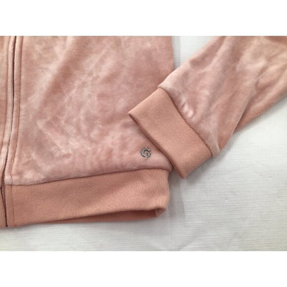 GUESS Womens Size Small Pink Zippered Velour Track Jacket - Picture 2 of 7